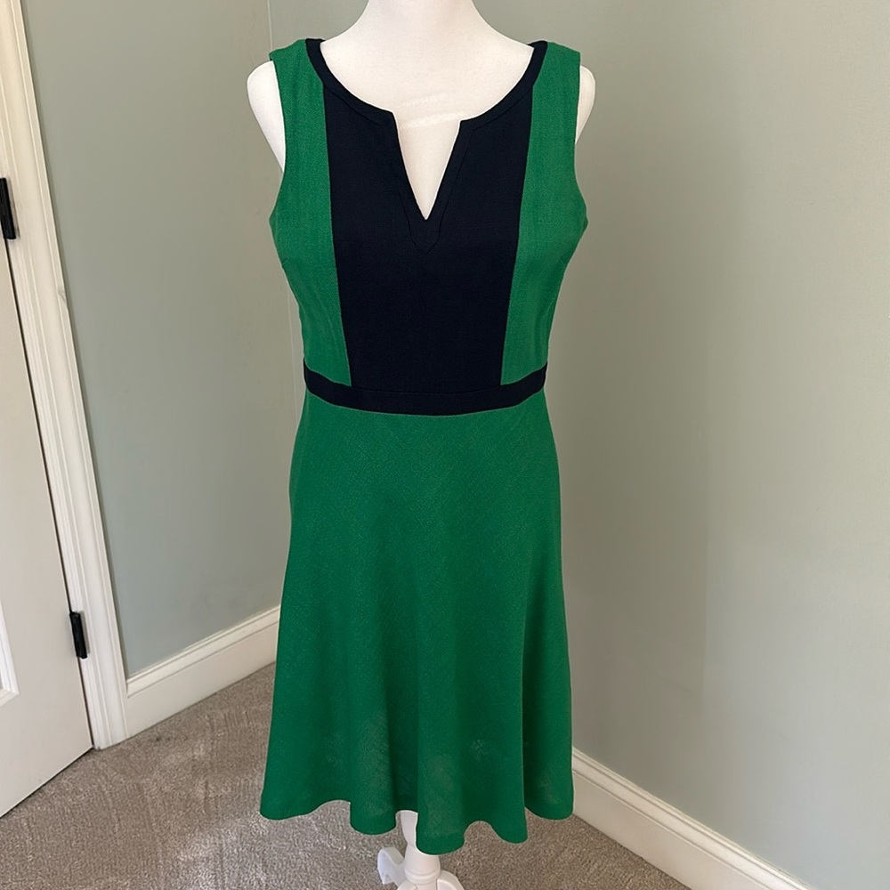 Boden Monica Sleeveless A-Line Dress green/navy Size 4P